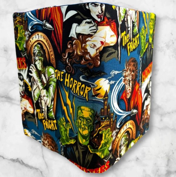 Wolfman Retro Horror themed notebook cover featuring classic horror movie monsters with a wide elastic band for secure closure.