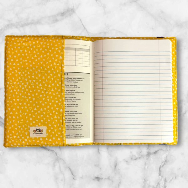 Purple and Yellow Diagonal composition notebook cover featuring bold stripes with a purple elastic band.