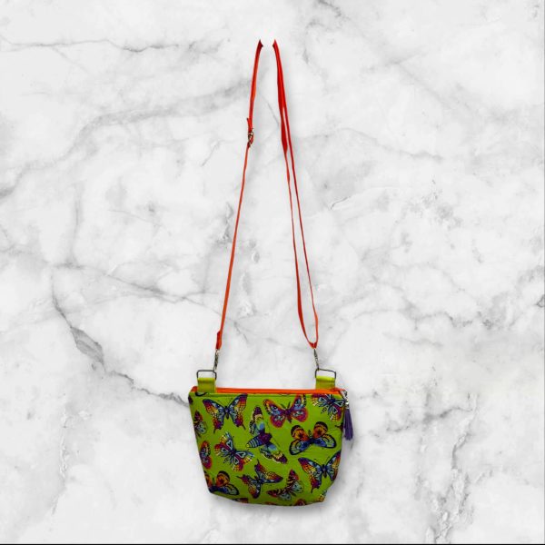 Avocado Butterfly Kisses - Tula Pink Round Bottom Crossbody Purse - Image 2