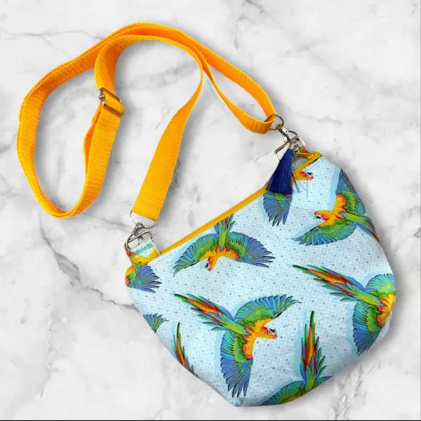 Mango Macaw Ya Later - Tula Pink Round Bottom Crossbody Purse